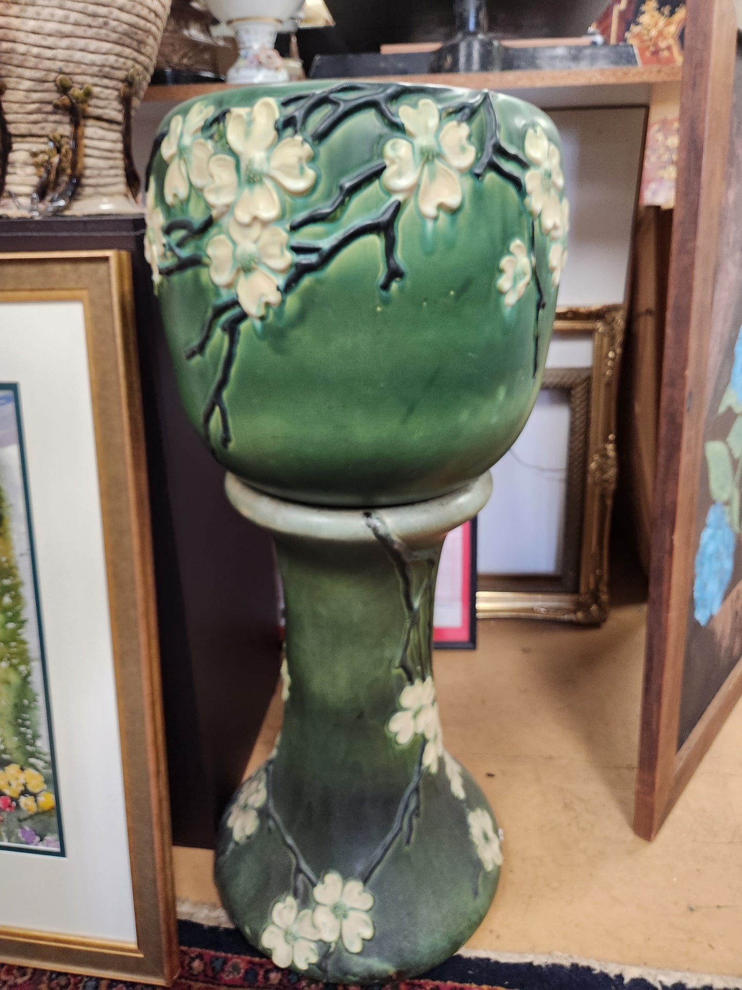 Large Roseville Jardiniere Dogwood Flowers