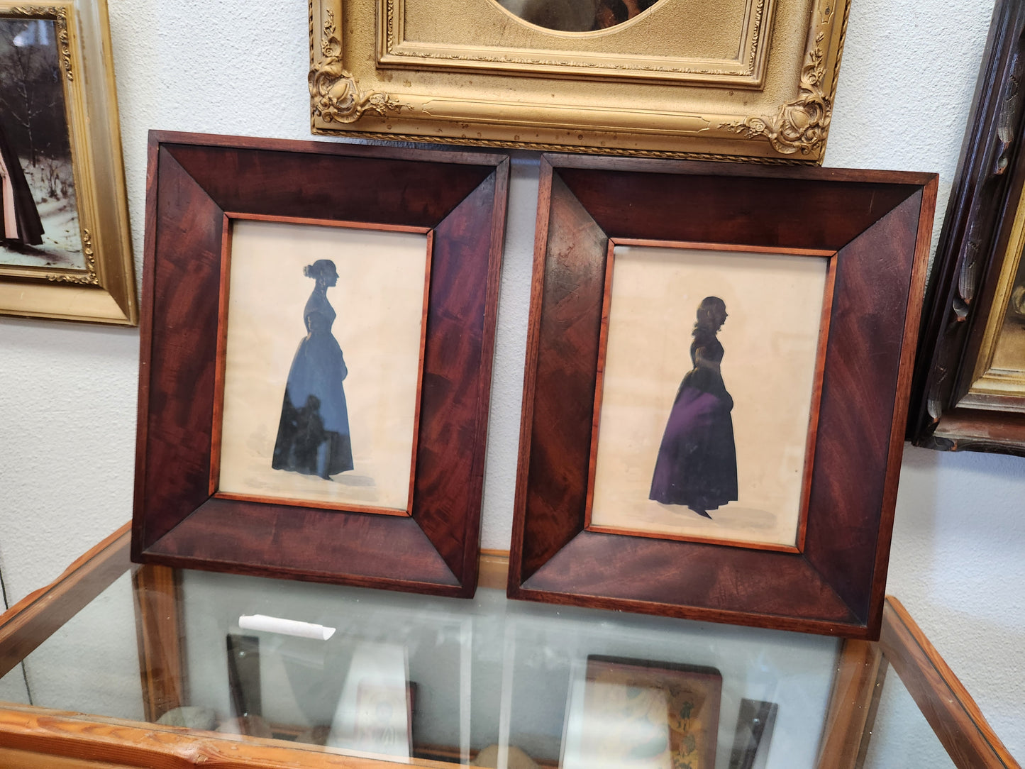 Antique Silhouettes, Set of two, Full-length Females